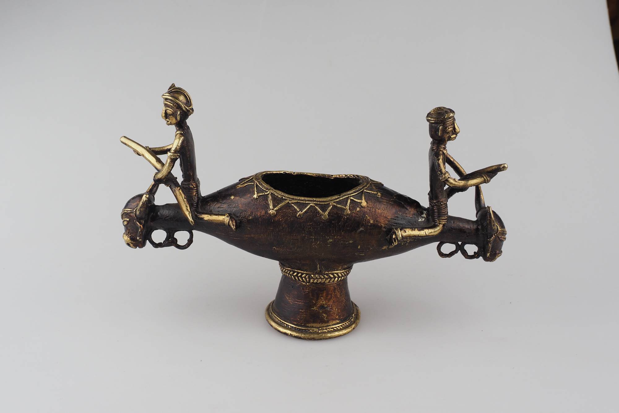 Vintage Indian Brass Dhokra Fisherman Boat