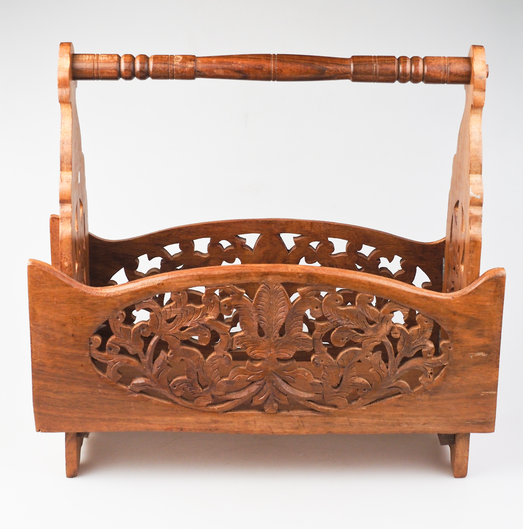 Pretty Vintage Teak Handmade Magazine Rack