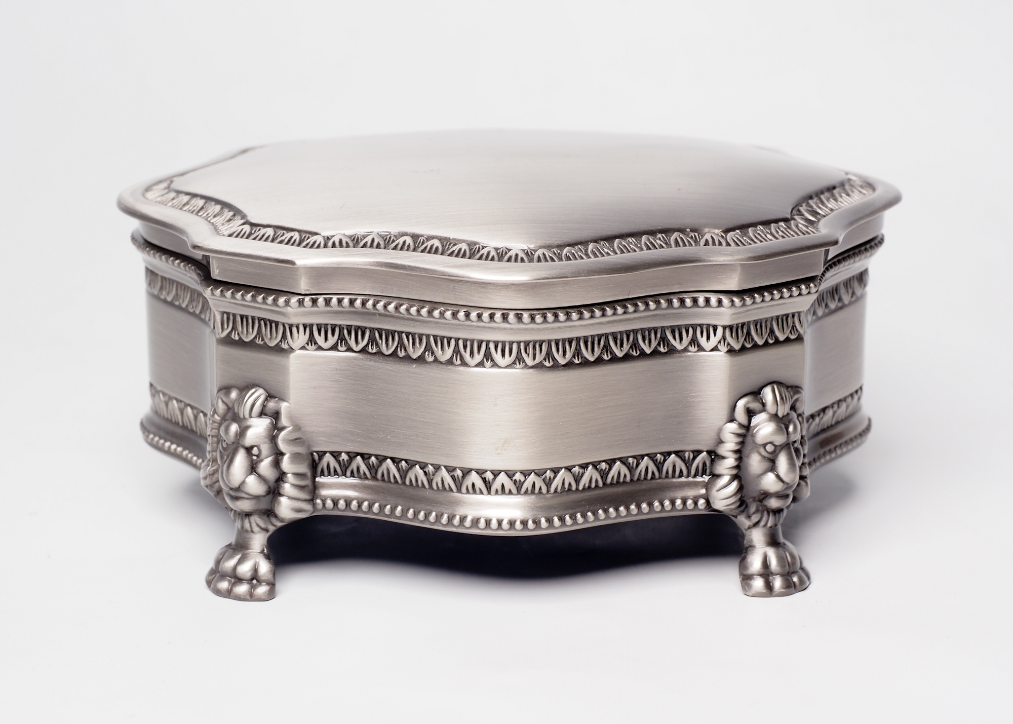 Vintage Pewter Jewellery Storage Box, Victorian Style Vanity Decor